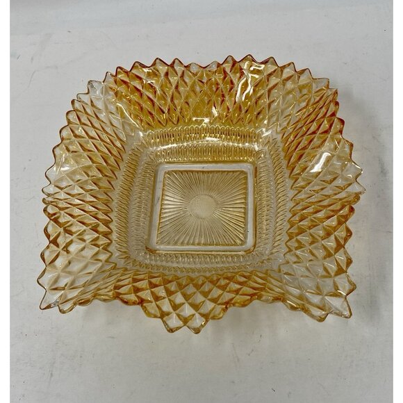 Indiana Glass Raised Diamond Point Ruffled Sawtooth Edge Candy Nut Dish - Picture 8 of 9